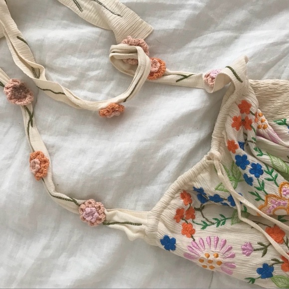 Vintage HTF Bonita Floral Embroidered halter Maxi Dress - Picture 6 of 7